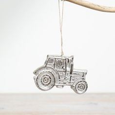 Hanging Silver Tractor Aluminium Decoration