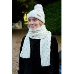 Pachamama Enniskerry Cream Merino Bobble Beanie Hat alternative