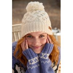 Pachamama Enniskerry Cream Merino Bobble Beanie Hat