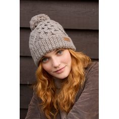 Pachamama Enniskerry Mushroom Merino Bobble Beanie Hat