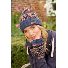 Pachamama Iona Blue Roll Back Beanie Hat