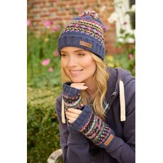 Pachamama Iona Blue Roll Back Beanie Hat alternative