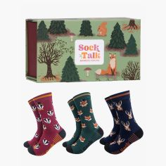 Men’s Navy Woodland Animal Socks Gift Box