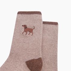 Chocolate Labrador Beige Embroidered Wool Socks alternative