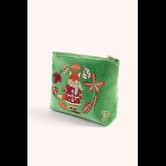 Powder Cosy Fox Velvet Embroidered Mini Pouch