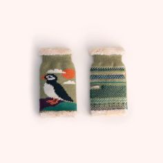 Powder Puffin Moss Wrist Warmers