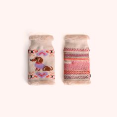 Powder Dachshund Cream Wrist Warmers