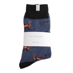 Mr Sparrow Winter Wool Pheasants Denim Socks alternative