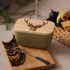 Selbrae House Stag Green Butter Dish & Knife Set alternative