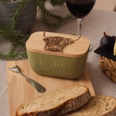 Selbrae House Highland Cow Green Butter Dish & Knife Set alternative