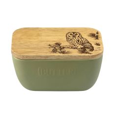 Selbrae House Tawny Owl Sage Green Butter Dish