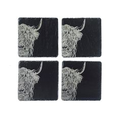 Selbrae House Highland Cow Slate Coasters - Set of 4