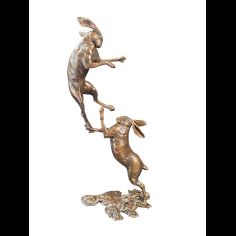 Richard Cooper Medium Hares Boxing Bronze Sculpture
