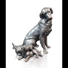 Richard Cooper Retriever with Puppies Bronze Sculpture