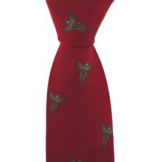 Soprano Red Flying Pheasant Luxury Woven Silk Tie alternative