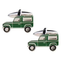 Dalaco Green Land Rover Rhodium Plated Cufflinks