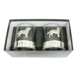 Pair of Labrador Pewter Whisky Glass Tumblers