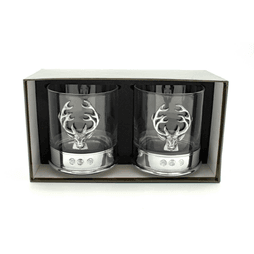 Pair of Stag Pewter Whisky Glasses