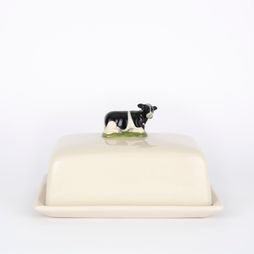 Quail Ceramics Friesian Cow Butter Dish