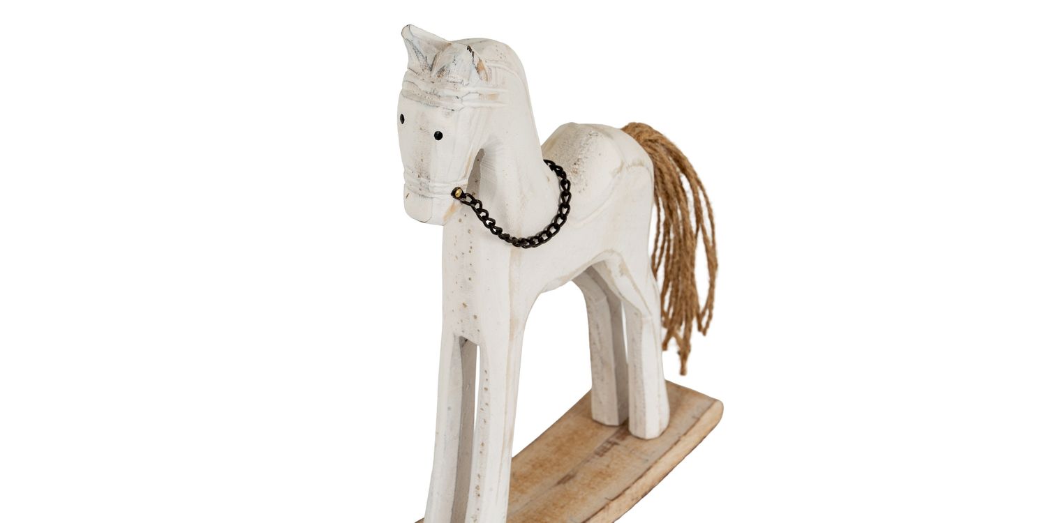 Buy Whitewashed Rustic Rocking Horse only £14.40