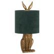 Antique Gold Hare Table Lamp With Green Velvet Shade additional 1