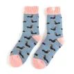 Miss Sparrow Little Sausage Dogs Blue Winter Ladies Socks additional 1