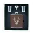 6oz Brown Leather Stag Flask Set additional 1