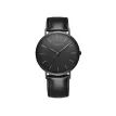 Minimalist Watch – Jet Black Strap, Modern Personalised Text Engraving additional 4