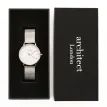 Architēct Blanc Watch – Silver Bezel &amp; Silver Mesh Strap, Handwriting Engraving additional 2