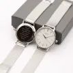 Architēct Blanc Watch – Silver Bezel &amp; Silver Mesh Strap, Modern Text Engraving additional 1