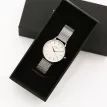Architēct Blanc Watch – Silver Bezel &amp; Silver Mesh Strap, Modern Text Engraving additional 6