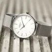 Architēct Blanc Watch – Silver Bezel &amp; Silver Mesh Strap, Modern Text Engraving additional 4