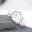 Architēct Blanc Watch – Silver Bezel &amp; Light Pink Strap, Modern Text Engraving additional 3