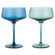 Twist Champagne Coupe Glasses - Set of 2 Blue/Green additional 1