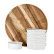 Acacia Lazy Susan Including Ceramic Serving Bowls additional 5