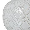 Squat White Beaded Ceramic Lamp With Linen Shade additional 3