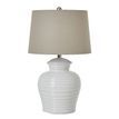 White Ceramic Pot Lamp With Linen Shade additional 1