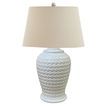 Woven Ceramic Table Lamp With Linen Shade additional 1