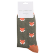 Mr Sparrow Men's Fox Faces Socks - Olive additional 3