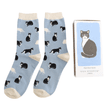 Miss Sparrow Women's Black & White Cat Matchbox Socks additional 3