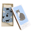 Miss Sparrow Women's Black & White Cat Matchbox Socks additional 4