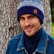 Pachamama Mens Classic Fairisle Navy Bobble Beanie Hat additional 7