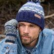 Pachamama Mens Classic Fairisle Navy Bobble Beanie Hat additional 4