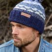 Pachamama Mens Classic Fairisle Navy Bobble Beanie Hat additional 3