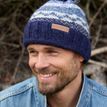 Pachamama Mens Classic Fairisle Navy Bobble Beanie Hat additional 1
