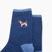 Jack Russell Navy Blue Embroidered Wool Socks additional 3