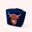 Powder Highland Cow Embroidered Velvet Mini Pouch additional 1
