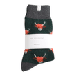 Mr Sparrow Highland Cows Winter Wool Socks Green additional 2