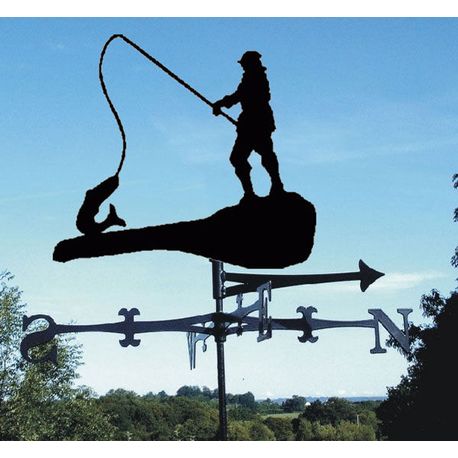 "Big Fish" Fisherman Metal Weathervane