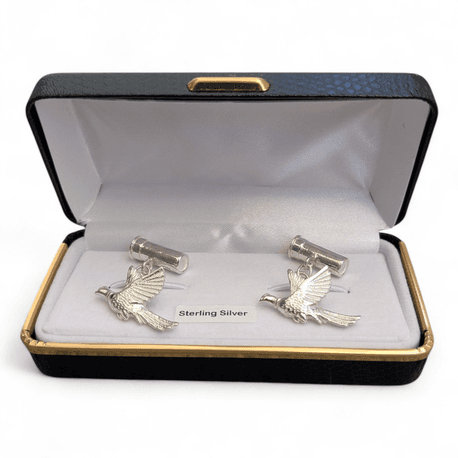 Sterling Silver Cartridge and Pheasant Cufflinks